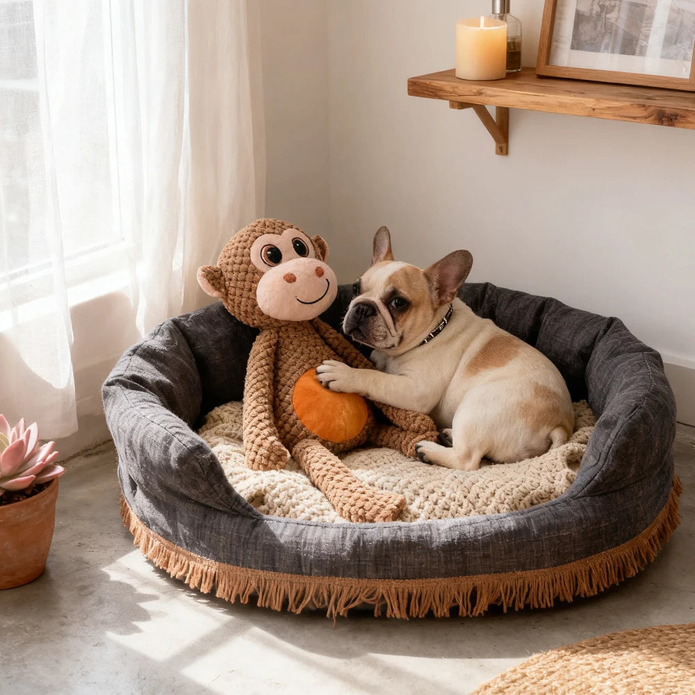 Monkey Squeaky Plush Toy