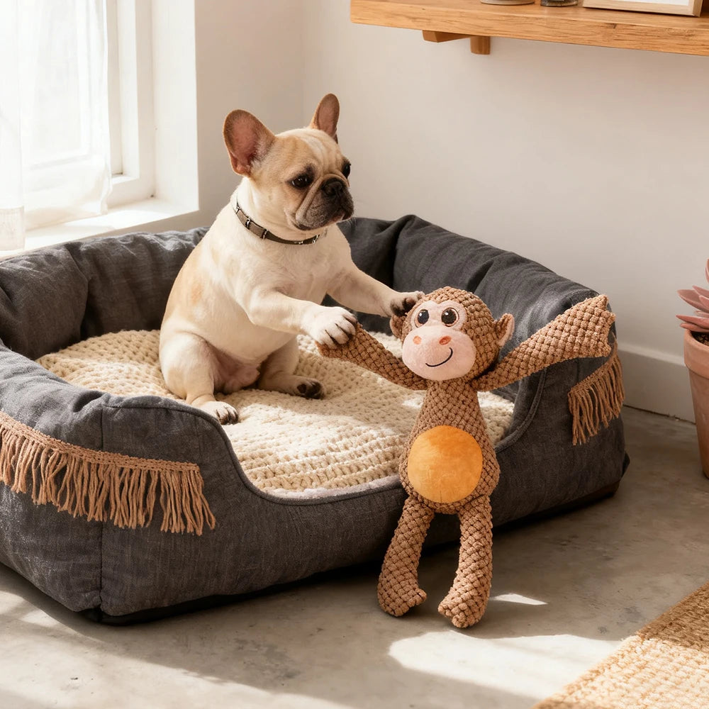 Monkey Squeaky Plush Toy
